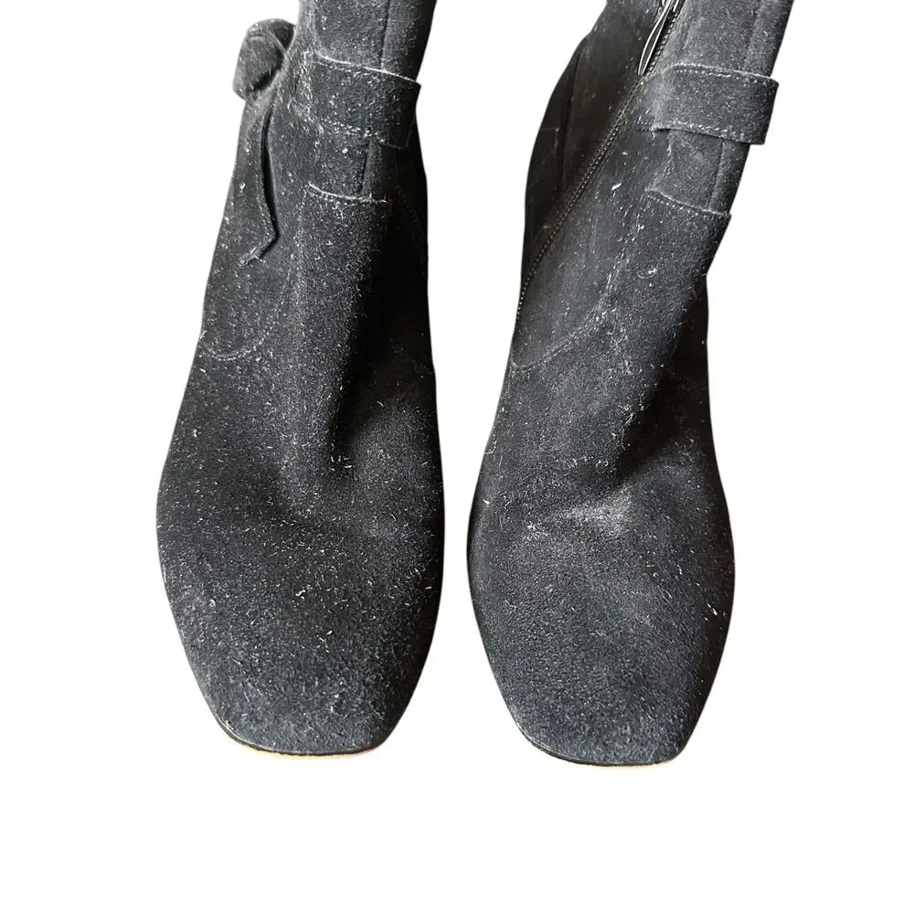 FRANCO SARTO Pamela‎ Suede Tie Ankle Booties Black Sz 7.5